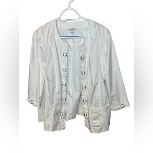 Dress Barn White Jacket with Buckle Details